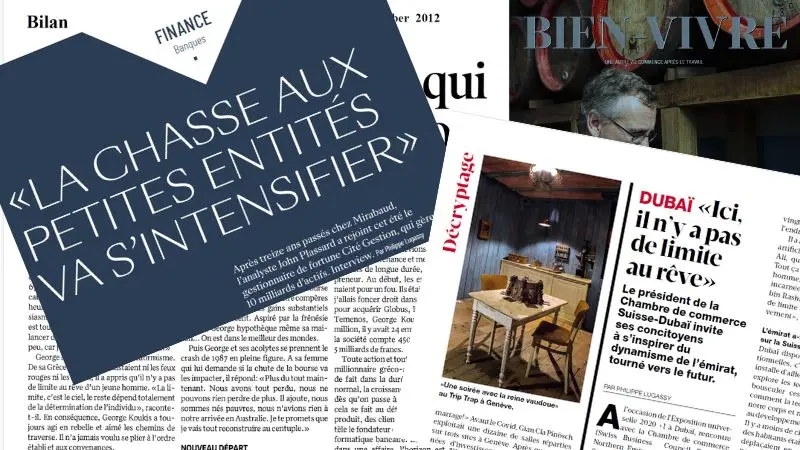 Extraits d'articles de presse de Philippe Lugassy, notamment parus dans Bilan